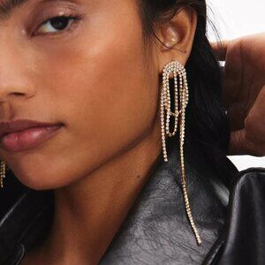 NWT Urban Outfitters Colette Draped Rhinestone Gold Earrings